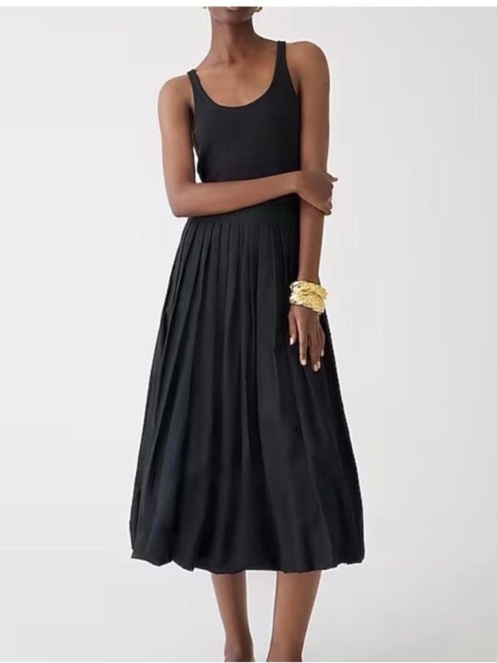 J.Crew Women’s Black Fitted Tank Dress w/ Poplin Bubble Skirt, Size Small